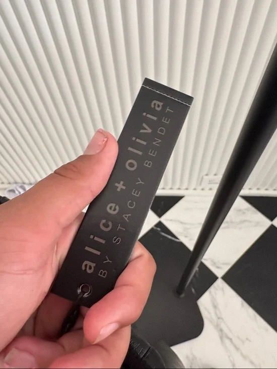 Alice + Olivia Black Pleated Faux-Leather Mini Skirt - Picture 3 of 3